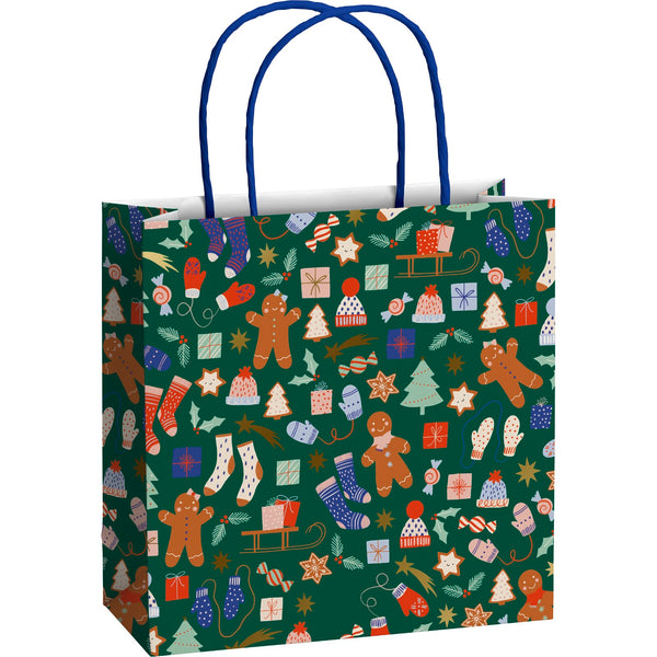 Super Cosy Green Small Christmas Gift Bags 3 Pk