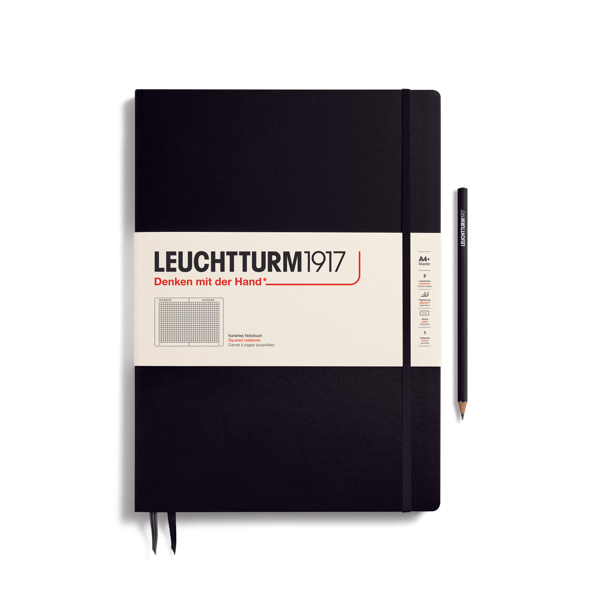 Leuchtturm1917 Notebook A4 Master Slim Hardcover - black with squared ruling