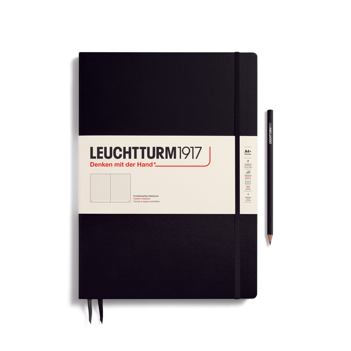 Leuchtturm1917 Notebook A4 Master Slim Hardcover - black with dotted ruling