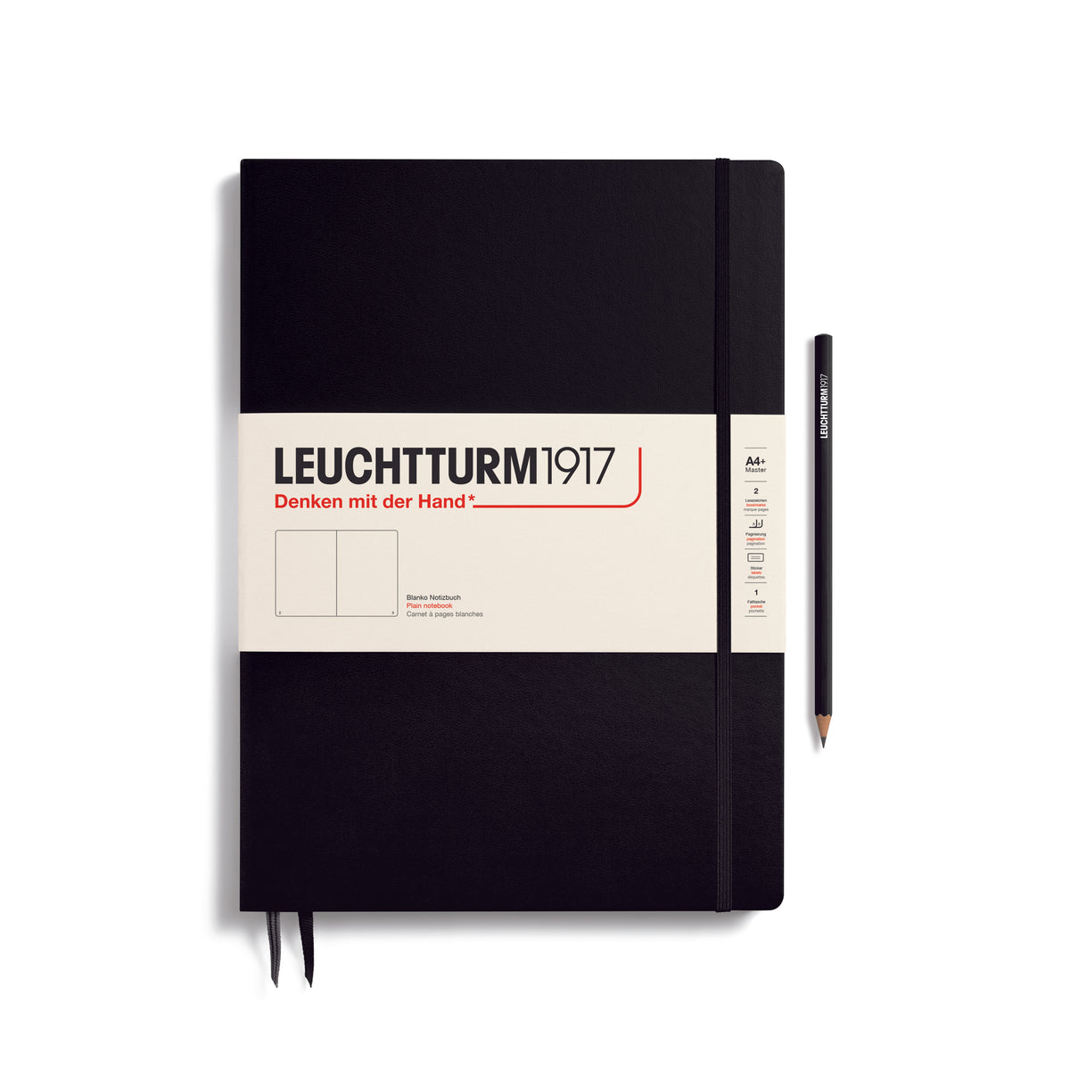 Leuchtturm1917 Notebook A4 Master Slim Hardcover - black with plain ruling