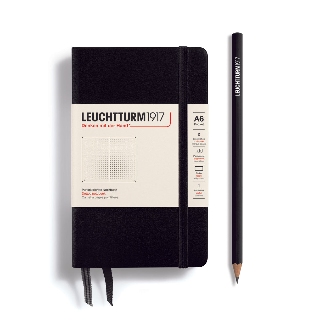Leuchtturm1917 Notebook A6 Pocket Hardcover in black - Penny Black - dotted ruling