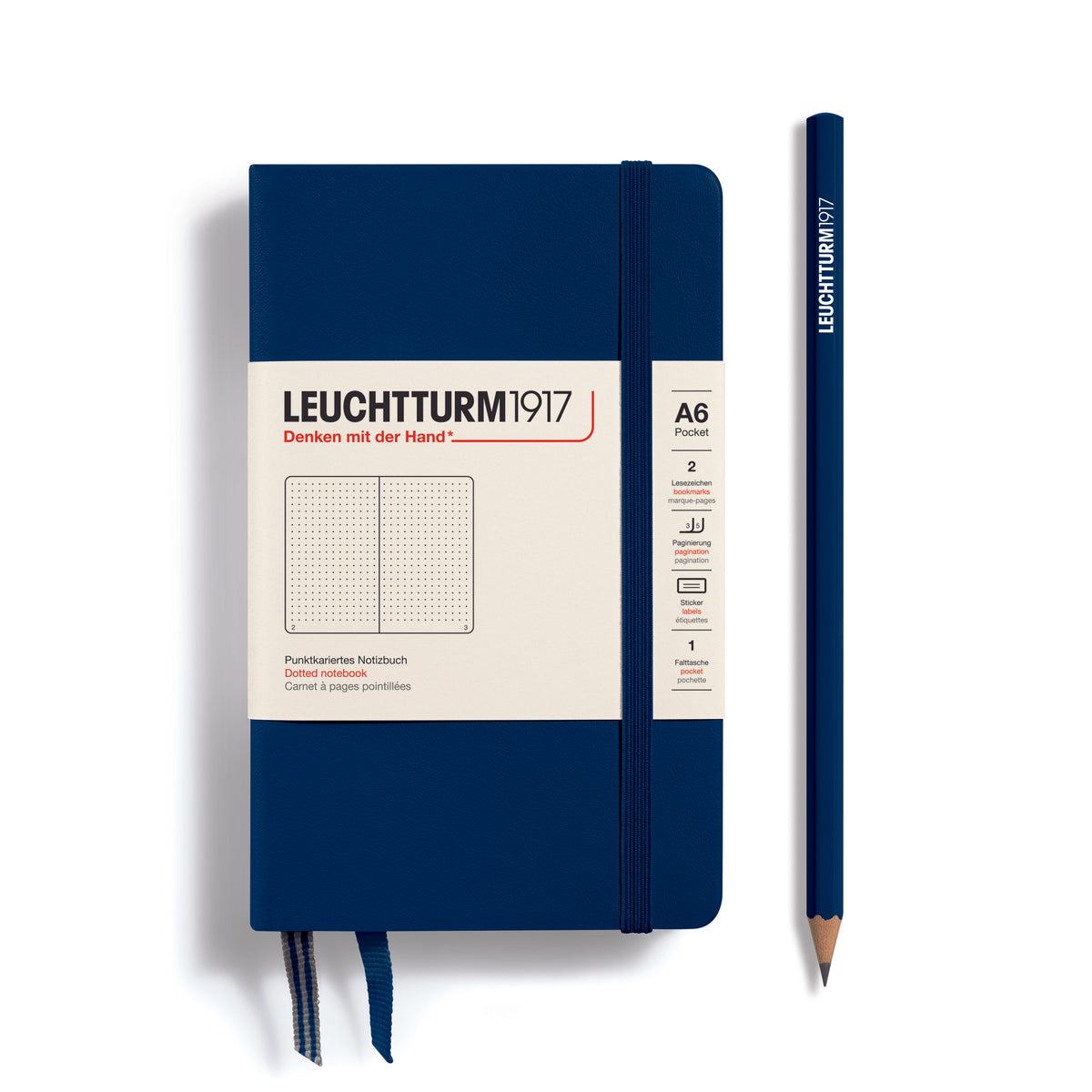 Leuchtturm1917 Notebook A6 Pocket Hardcover in navy - Penny Black - dotted ruling 