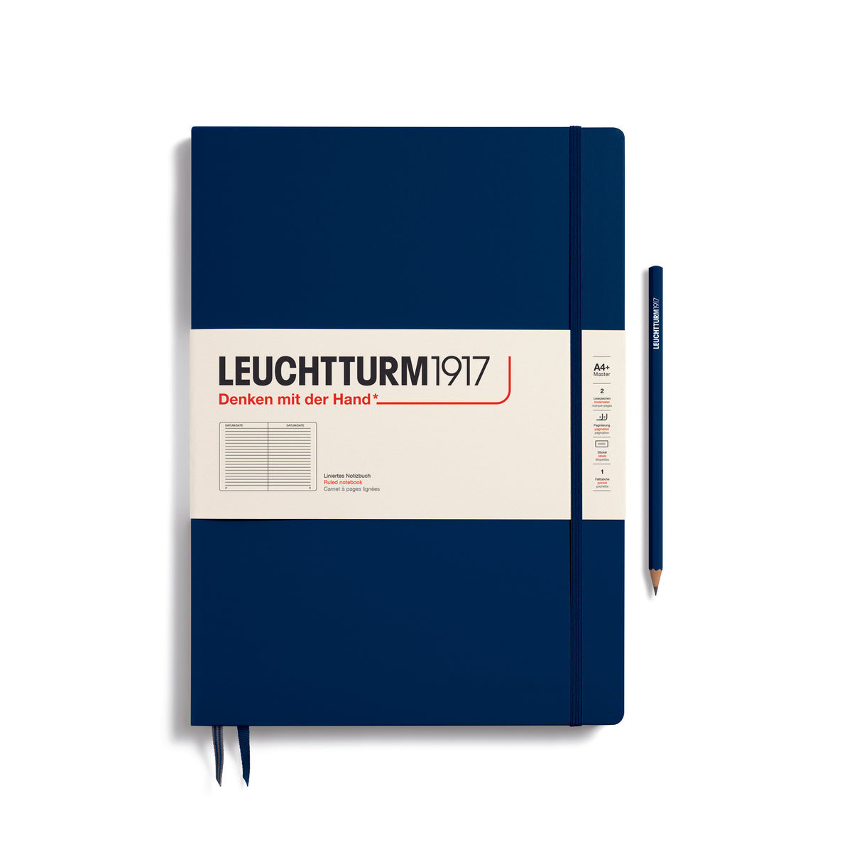 Leuchtturm1917 Notebook A4 Master Slim Hardcover - navy with ruled paper