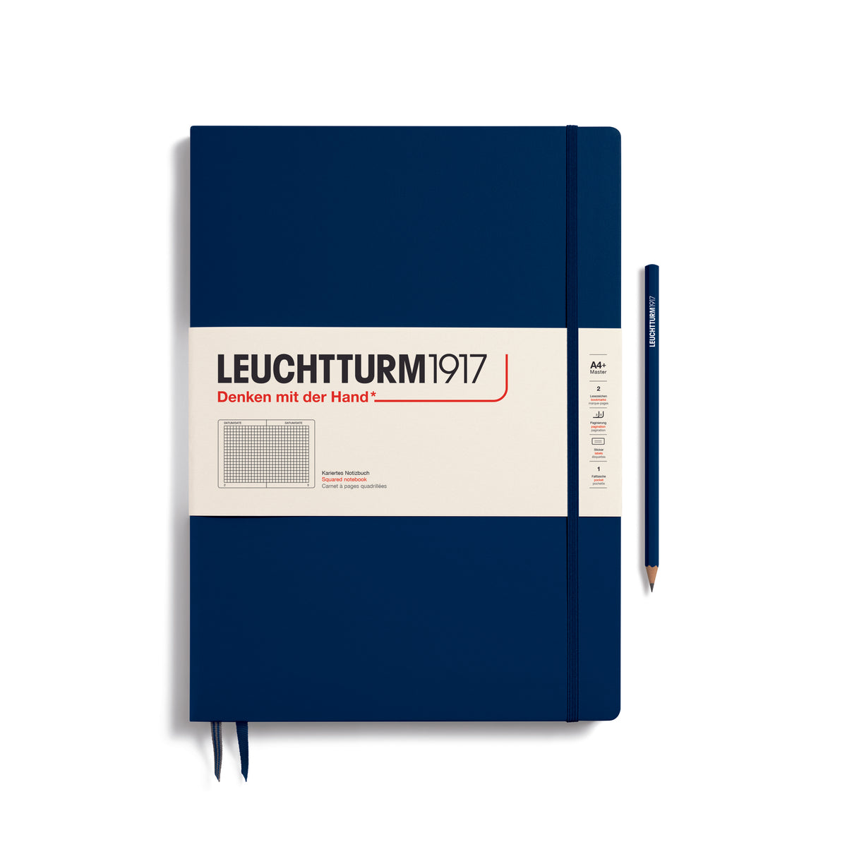 Leuchtturm1917 Notebook A4 Master Slim Hardcover - navy with squared ruling
