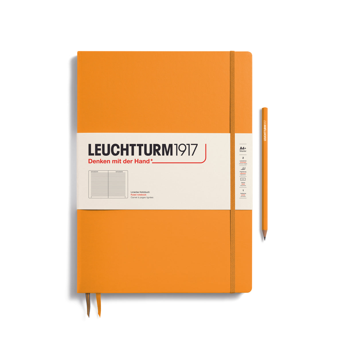 Leuchtturm1917 Notebook A4 Master Slim Hardcover - rising sun with ruled paper