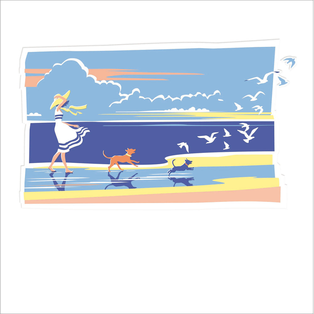 Riviera Windy Beach Stroll Art Card by penny black