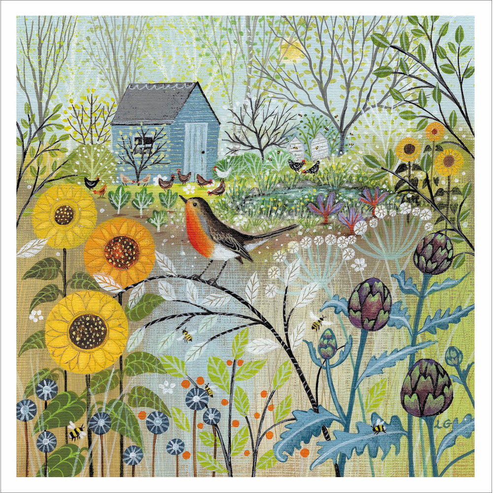 Robin in Allotment Art Card by penny black