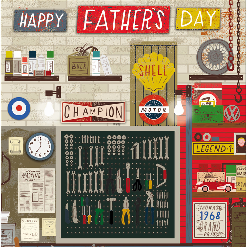Tinkerer's Garage Father's Day Card by penny black