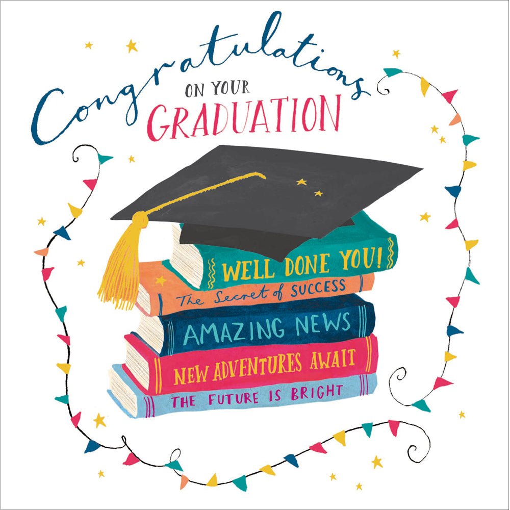 Book Pile Bunting Graduation Card by penny black