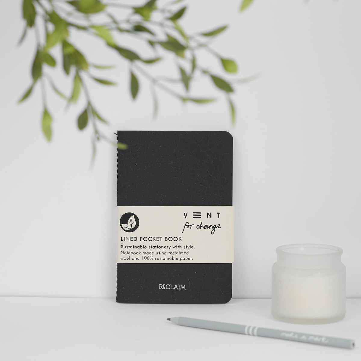 RECLAIM Recycled A6 Lined Notebook in black by penny black