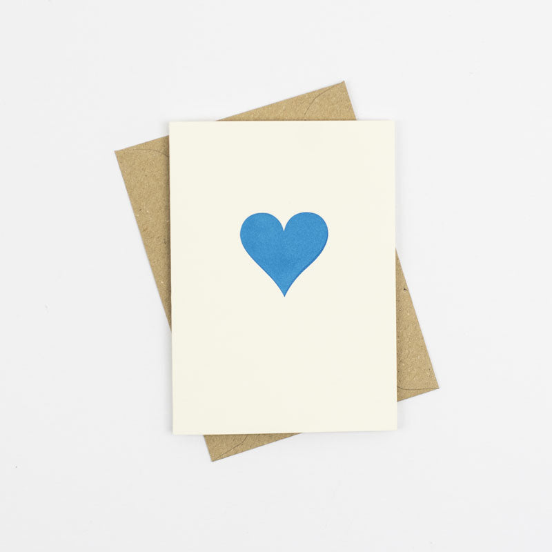 Neon Blue Loveheart Little Letterpress Notecard