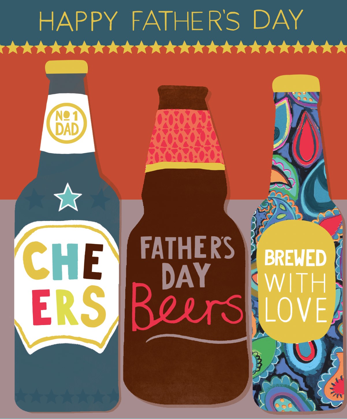 Brewed With Love Beer Bottles Father's Day Card by penny black