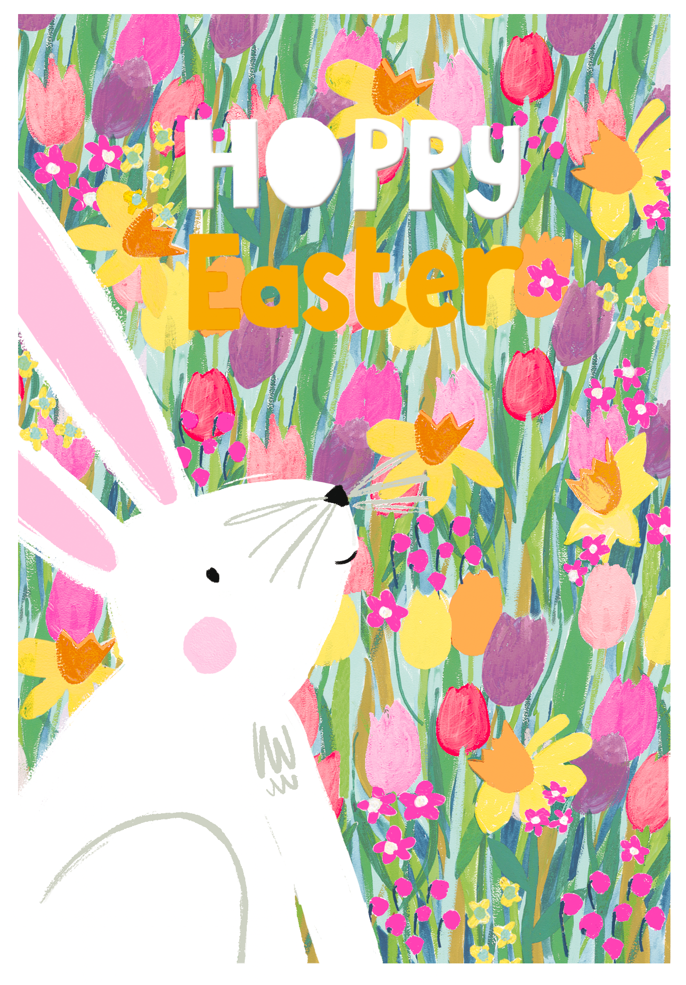 Painted Floral Field Hoppy Easter Card by penny black