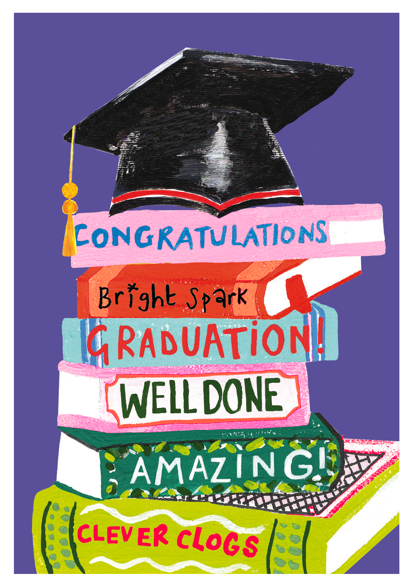 Congratulations Bright Spark Books Graduation Card by penny black