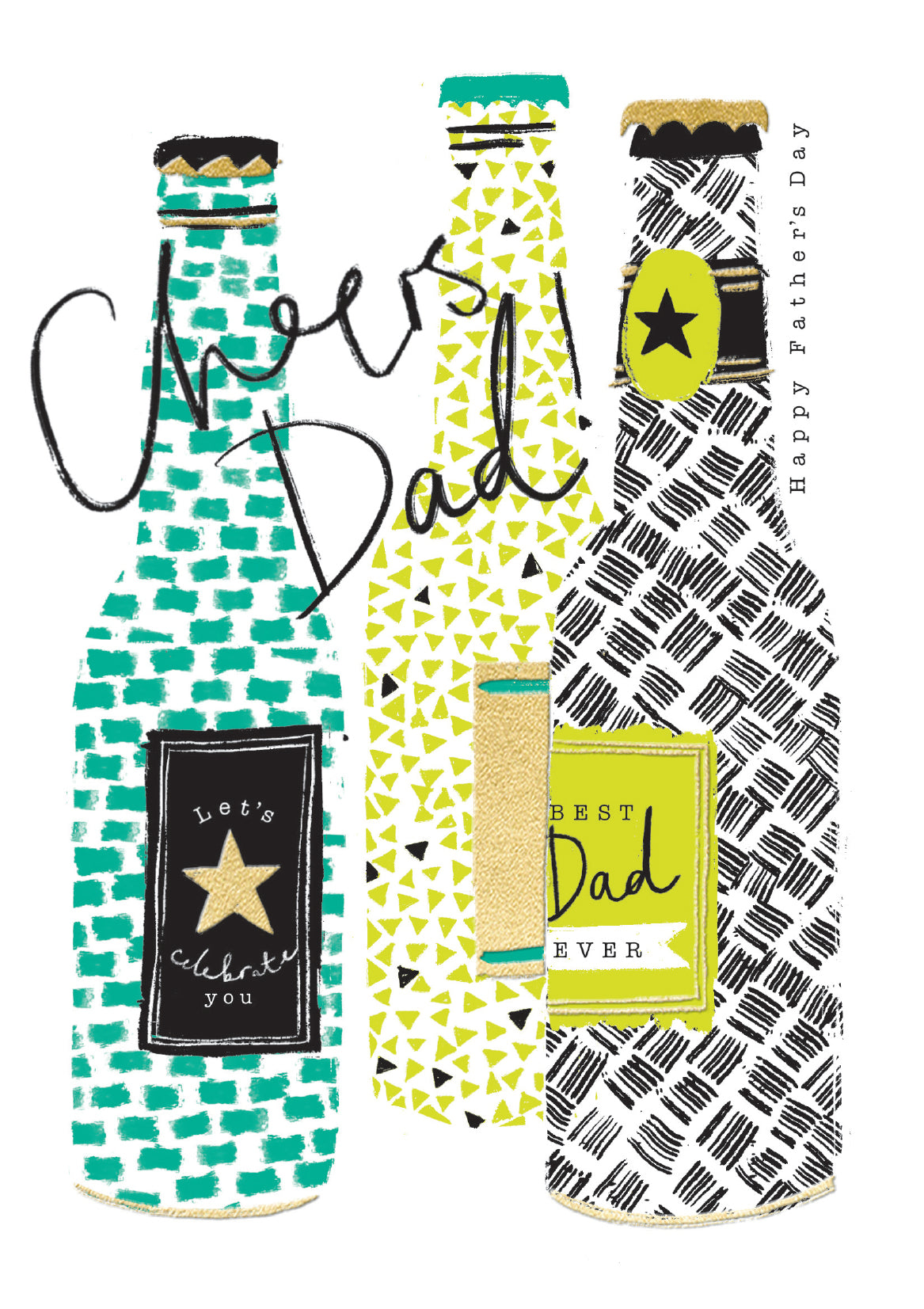 Cheers Dad Beer Bottles Patterned Father's Day Card by penny black