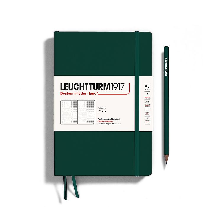 Leuchtturm1917 Notebook A5 Medium Softcover in forest green colour