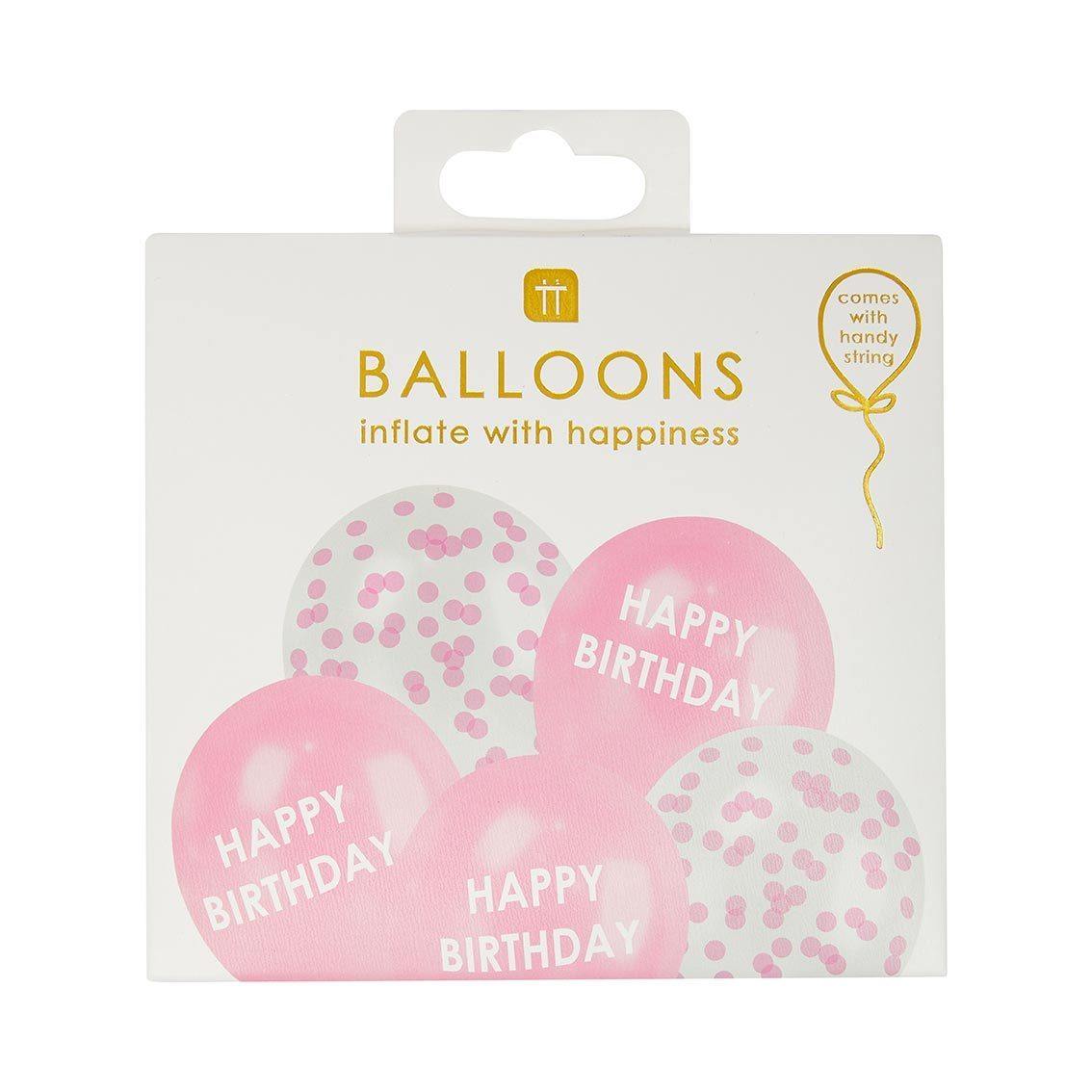 Pink Happy Birthday Latex Balloons Set - Penny Black