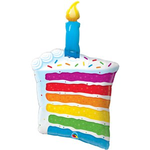 Rainbow Cake &amp; Candle Super Shape Foil Balloon - Penny Black