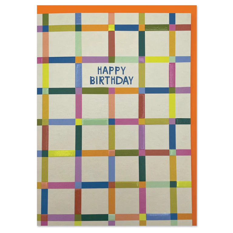 Rainbow Grid Embossed Birthday Card