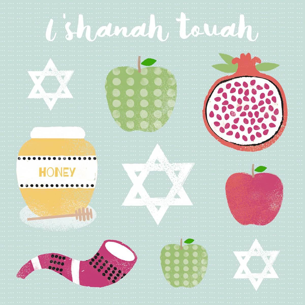 Collage Happy Jewish New Year Card - Penny Black