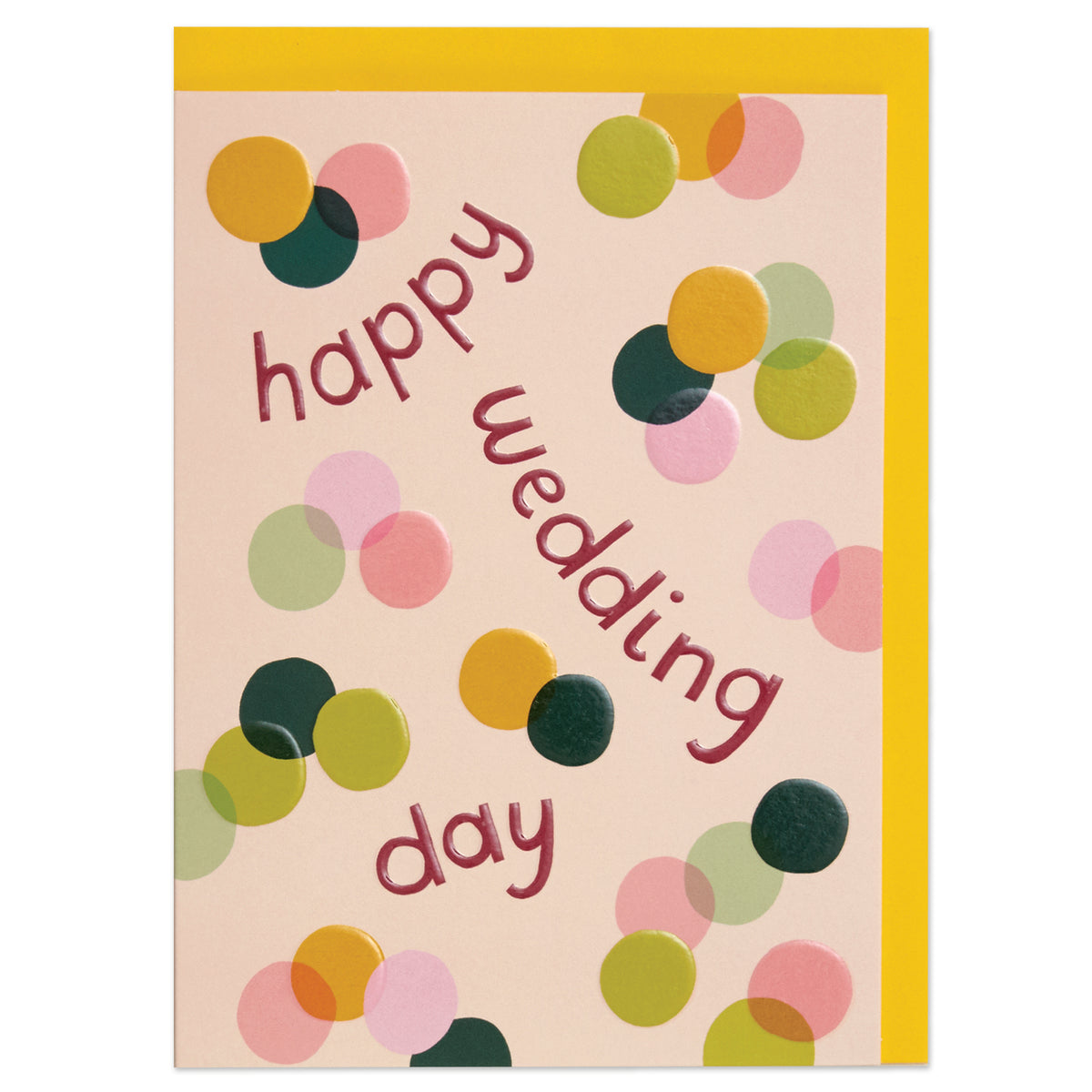 Happy Wedding Day Confetti Raspberry Blossom Card