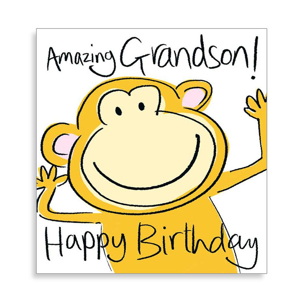 Amazing Grandson Happy Monkey Birthday Card from Penny Black