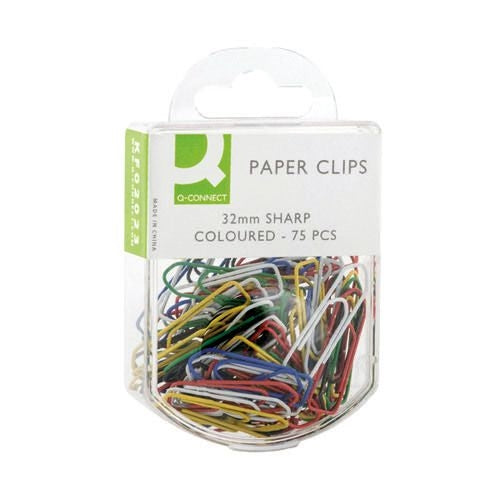Colourful Paper Clips 32mm 75pk