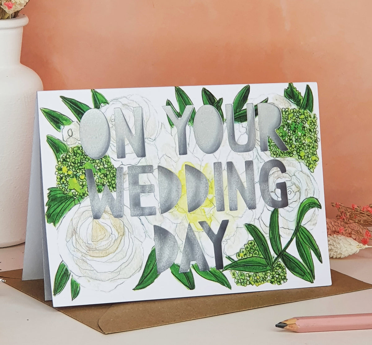 On Your Wedding Day Metallic Paper Cut Wedding card