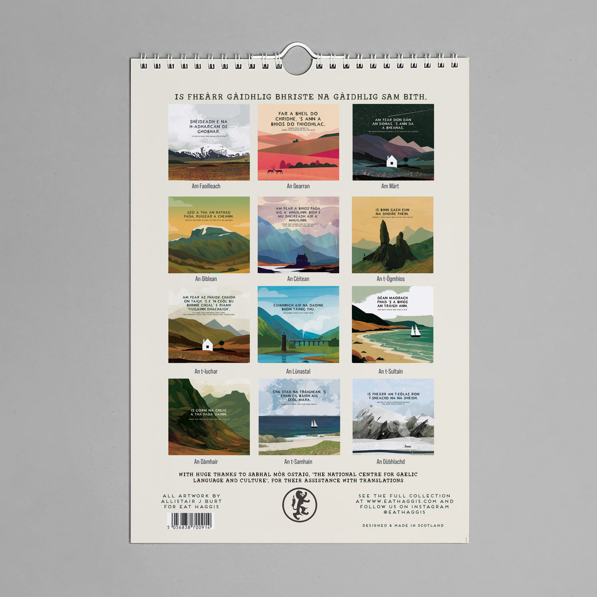 2026 Alba Bheadarach Scots Gaelic Calendar By Penny Black back cover