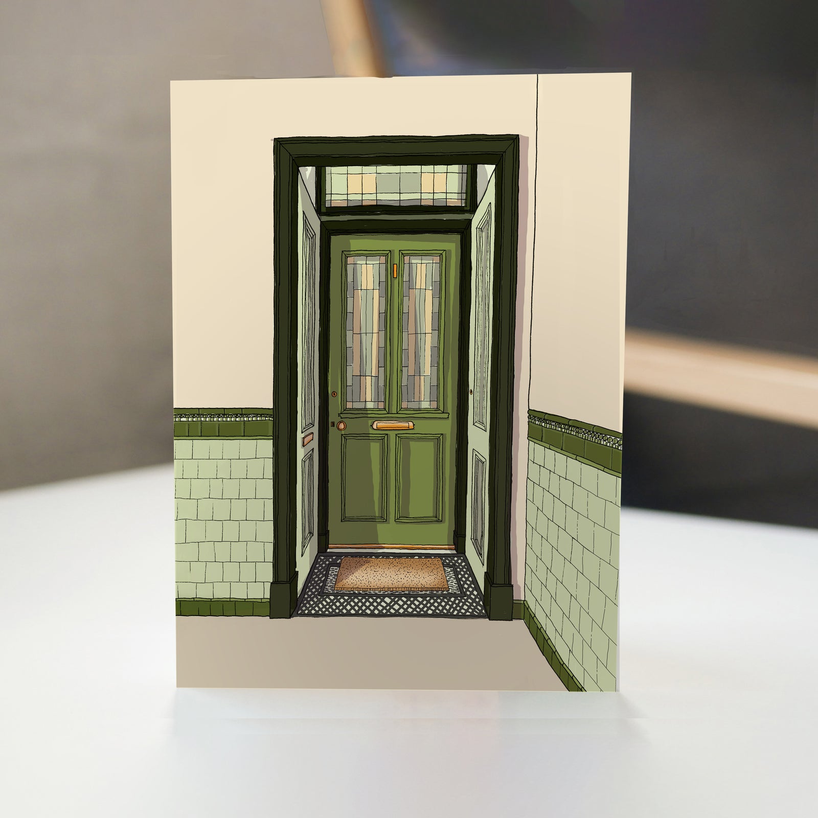Glasgow Green Tenement Tiled Close Front Door Card By Penny Black