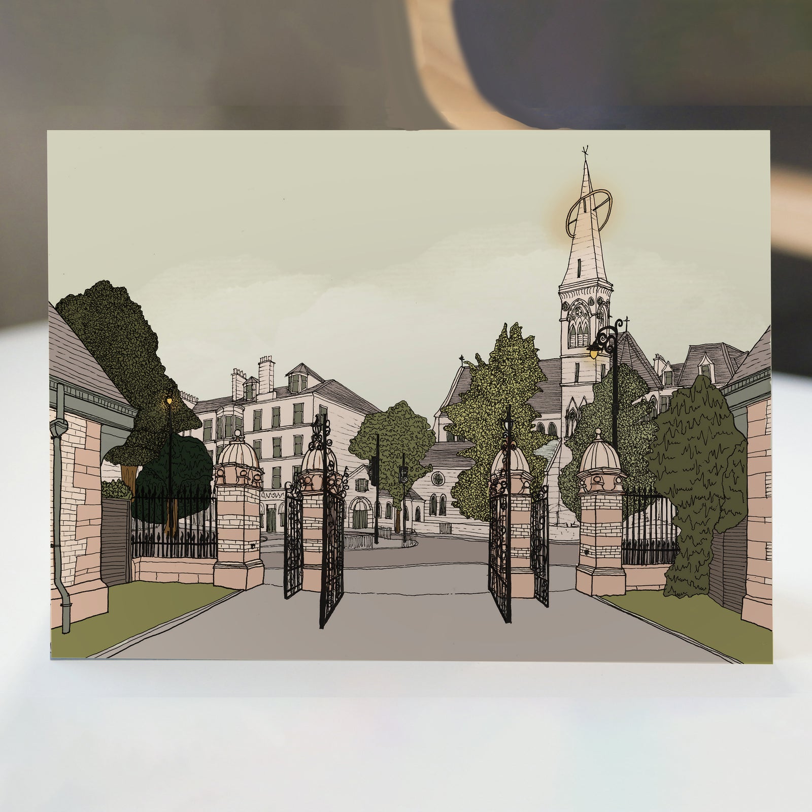 Glasgow Botanic Gardens Gates Looking To Oran Mor Card By Penny Black