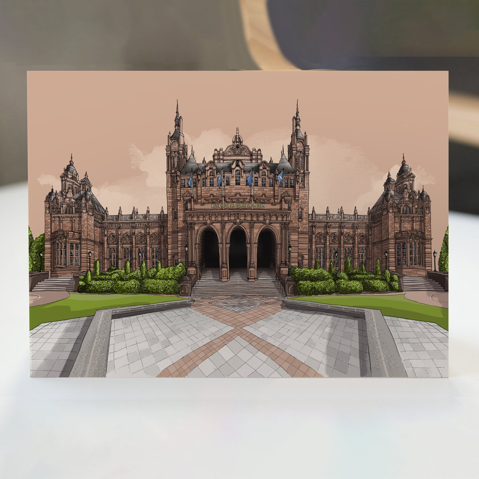 Kelvingrove Art Gallery and Museum Glasgow Illustrated Card By Penny Black