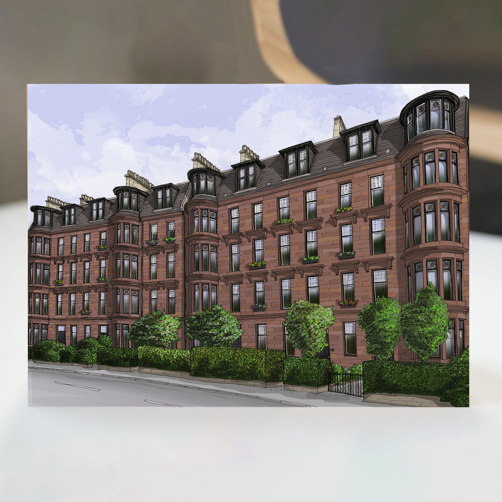 Glasgow West End Red Sandstone Tenement Flats Card By Penny Black