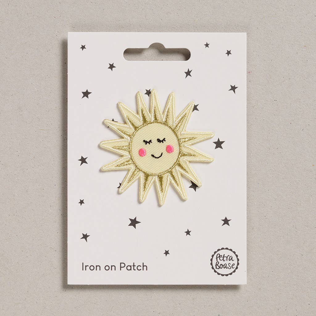 Colourful Iron on Patch - Sunshine on a backing card at penny black