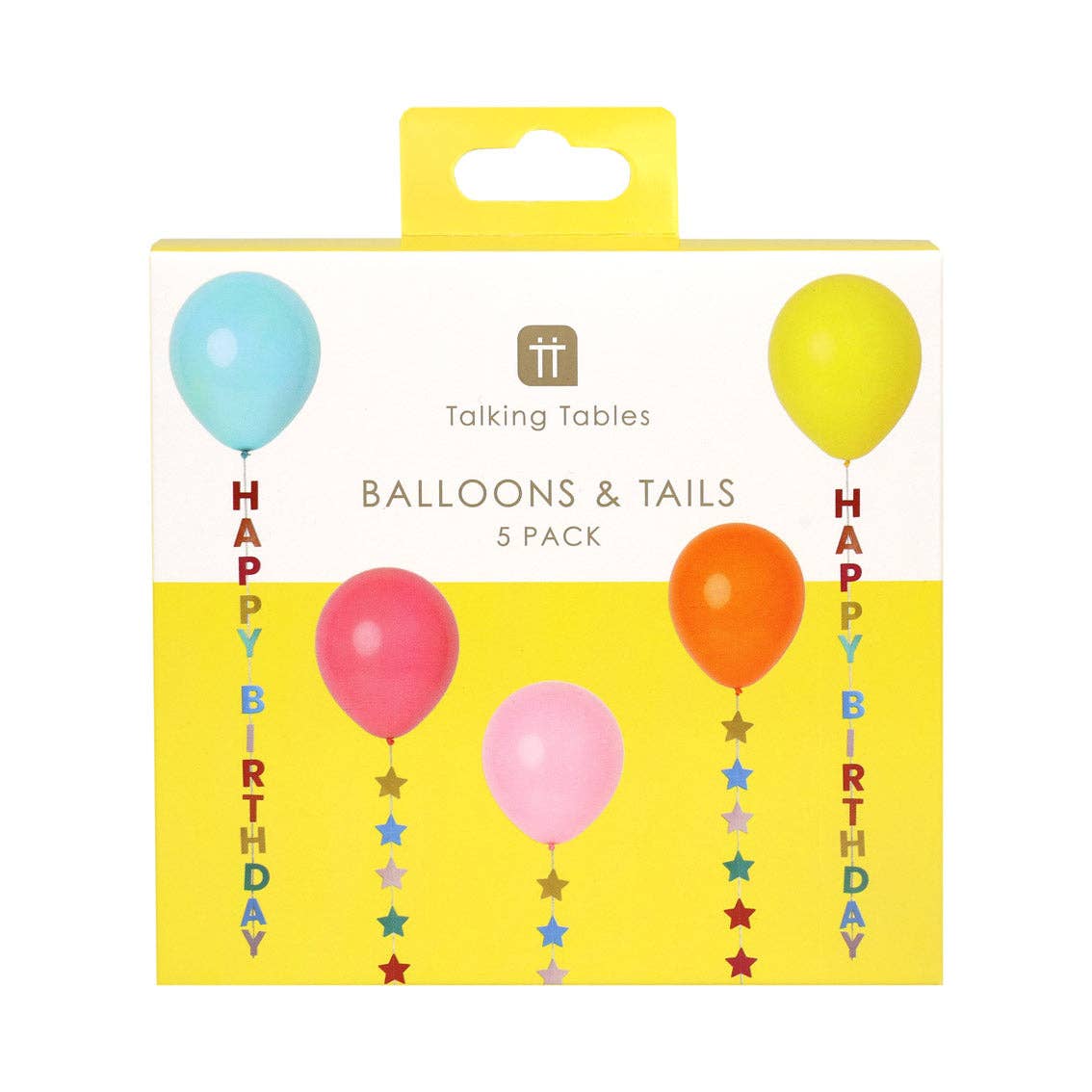 Birthday Brights Balloons with Happy Birthday Tails - 5 Pack by penny black in packaging