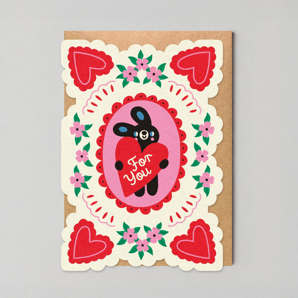 For You Bunny Scalloped Cut Out Valentine's Day Card by penny black