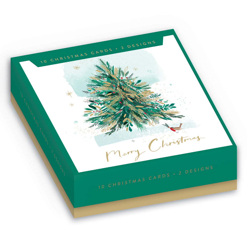 Festive Greetings & Cheer Box Of 10 Christmas Cards By Penny Black