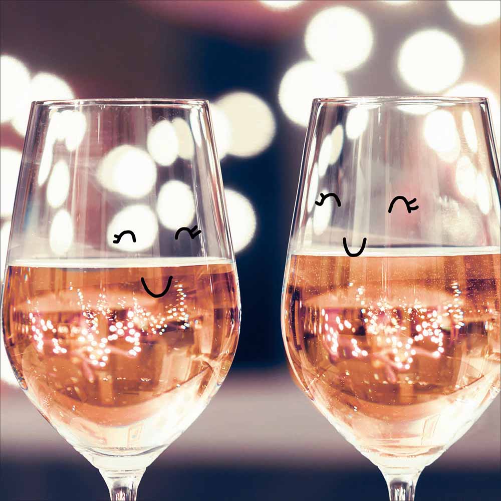 Happy Rose Wine Glasses Cute Card at Penny Black