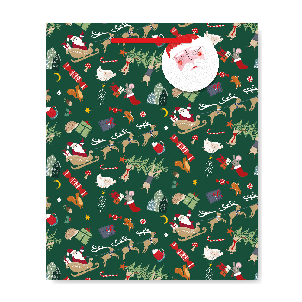 Toboggan Green Christmas Large Gift Bag By Penny Black