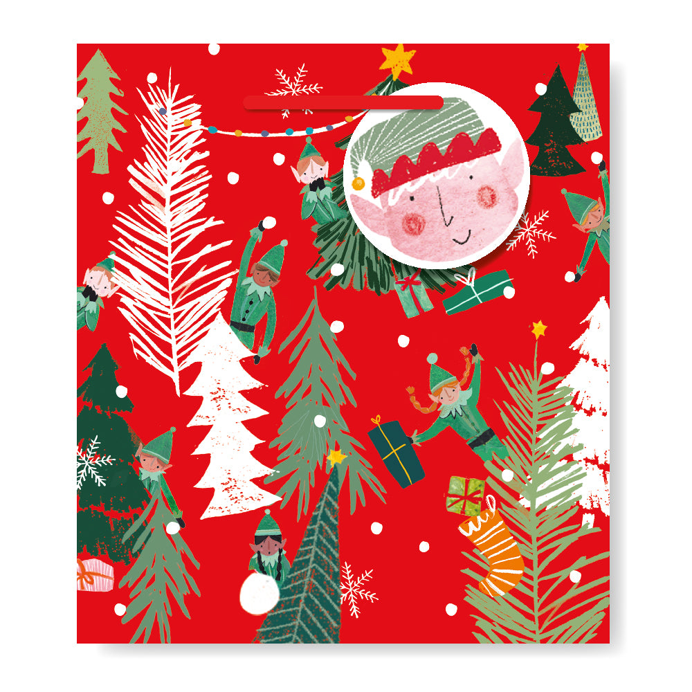 Toboggan Red Elf Christmas Medium Gift Bag By Penny Black
