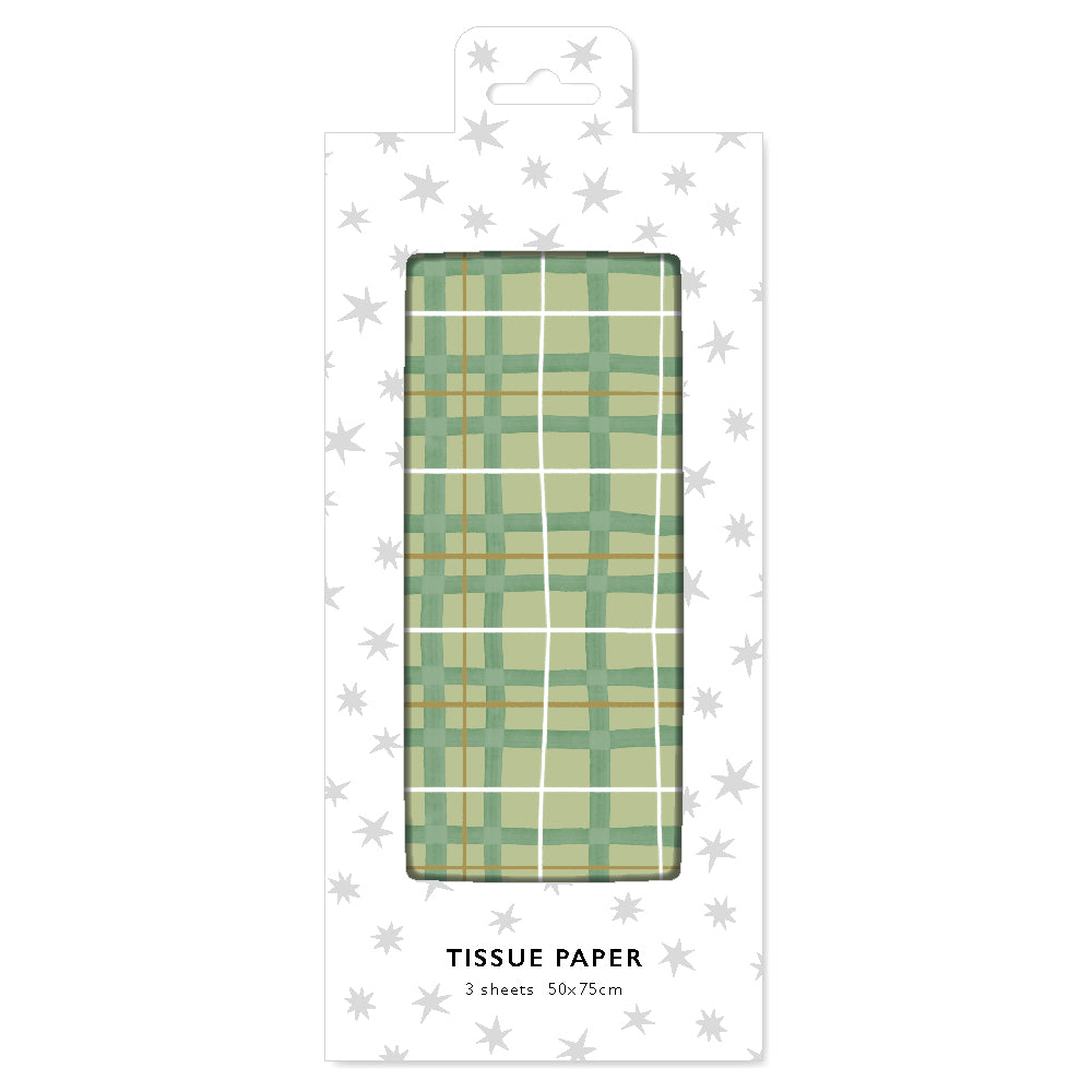 Spruce Green Check Christmas Tissue Paper Pack By Penny Black