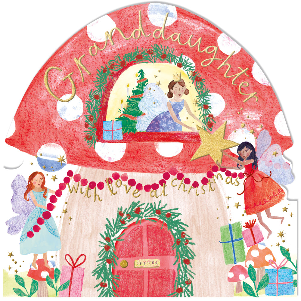 Fairies In Toadstool Granddaughter With Love At Christmas Card By Penny Black