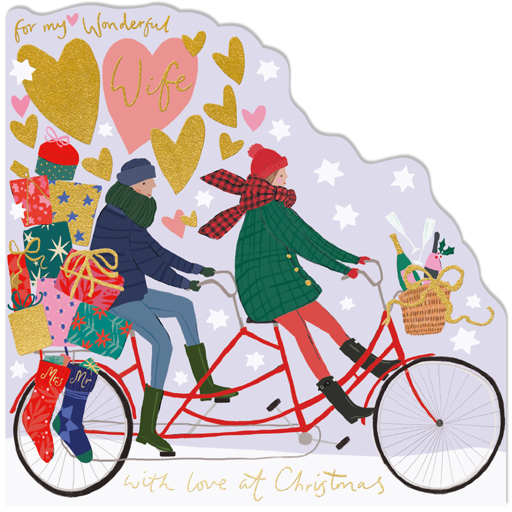 On A Bicycle Made For Two Wonderful Wife Christmas Card By Penny Black