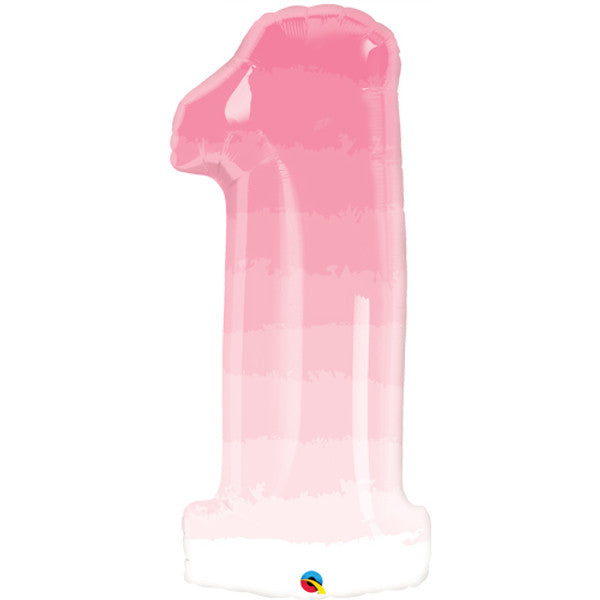 Large 34&quot; Number Foil Balloon number 1 pink ombre - Penny Black