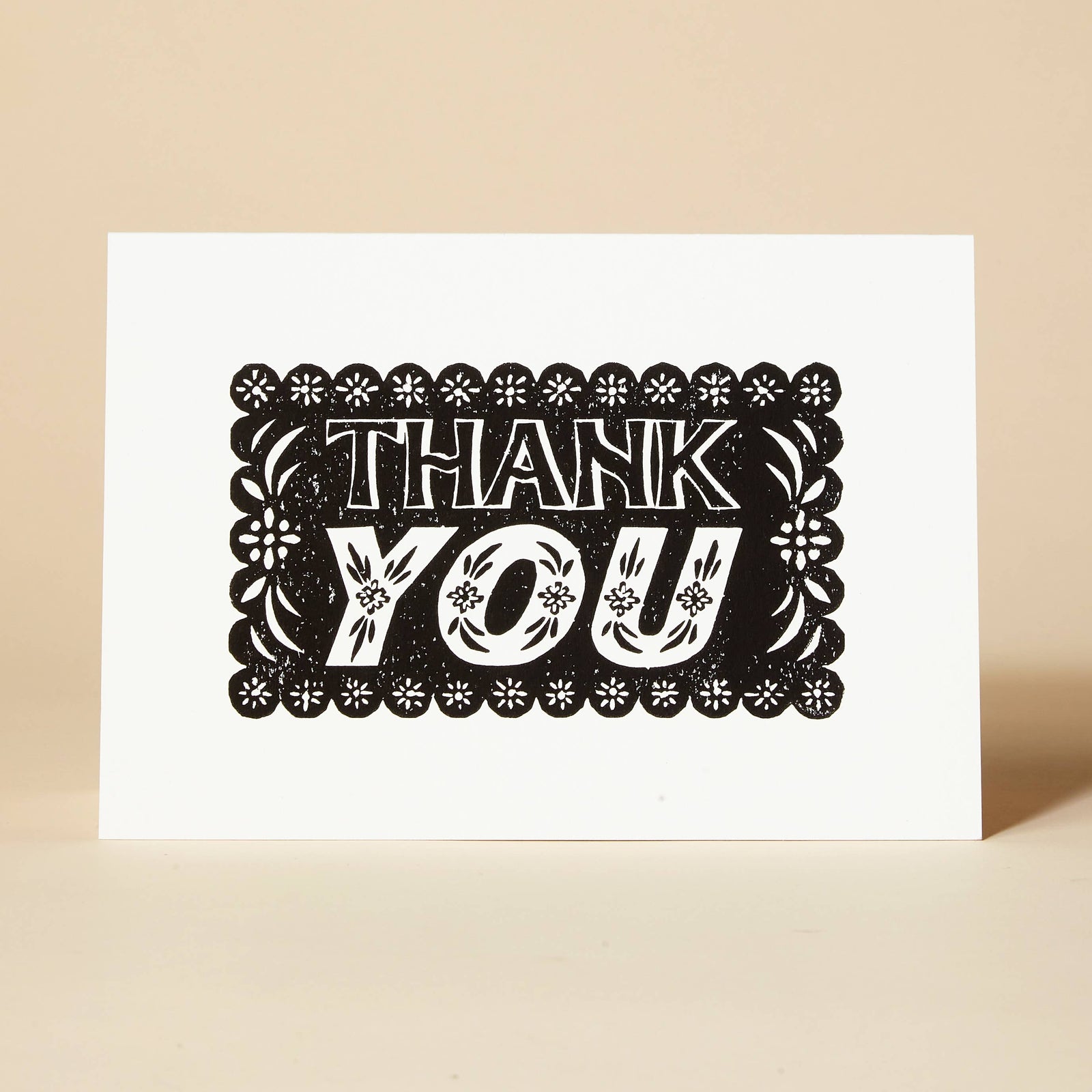 Thank You Black Linocut Card by penny black