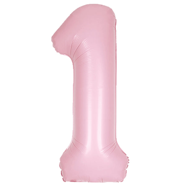 Large 34&quot; Number Foil Balloon number 1 matt pink - Penny Black