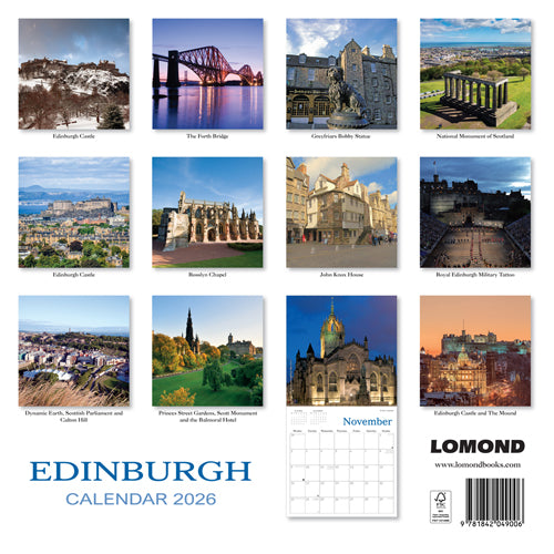 2026 Edinburgh Calendar By Penny Black