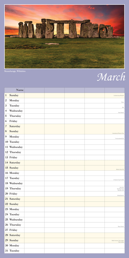 2026 Scenic England Family Organiser Calendar By Penny Black