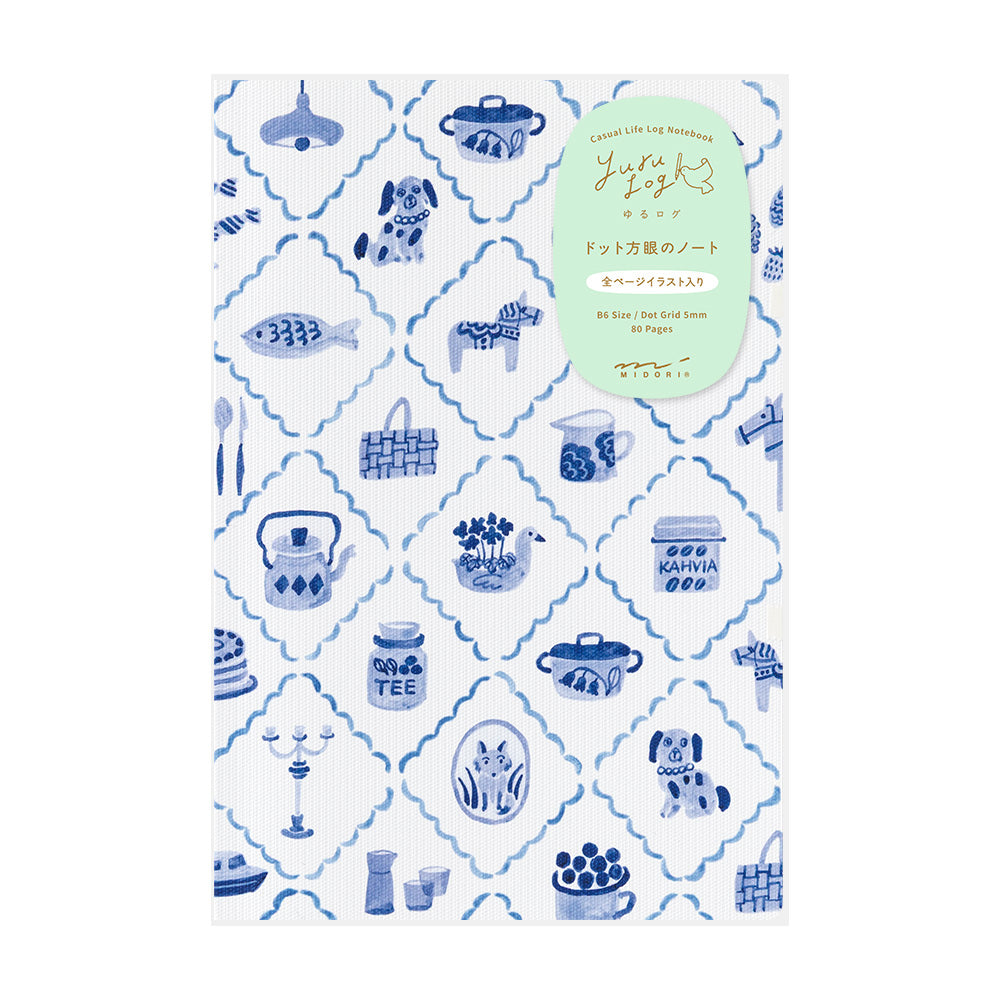 Midori Yuru Log B6 Notebook - Blue Nordic By Penny Black