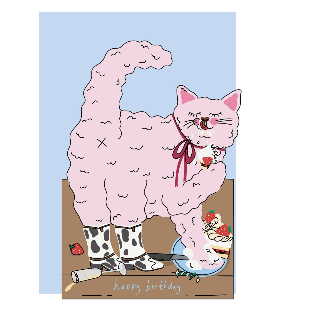 Cat in Cowboy Boots Cut Out Birthday Card by penny black showing envelope